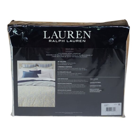 Lauren Ralph Lauren Marisa Full/Queen Duvet Cover Set 92x96" Blue Yellow Paisley - Picture 7 of 11